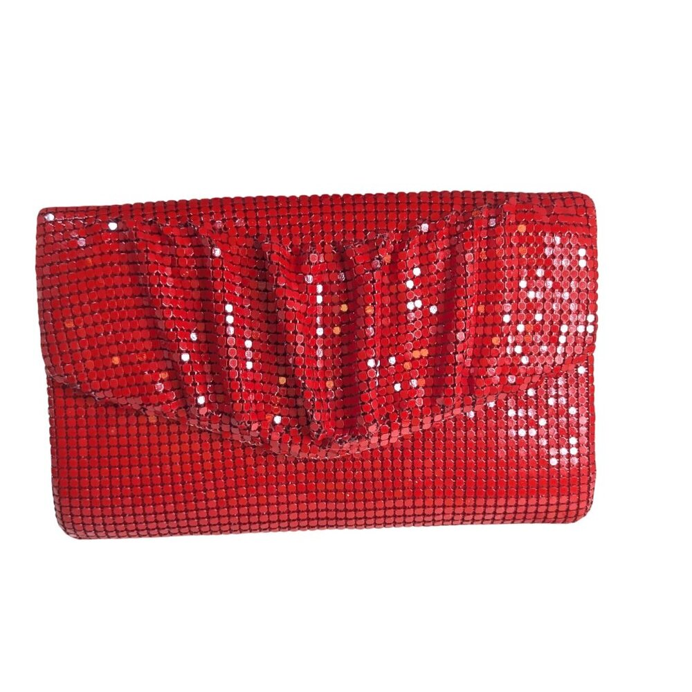 Vintage Red Sequin Metal Mesh Clutch READ